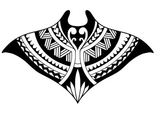 Stingray polynesian tattoo design. Aboriginal samoan style. illustration EPS10