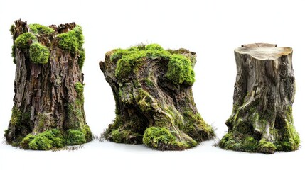Moss-Covered Old Tree Stumps Collection