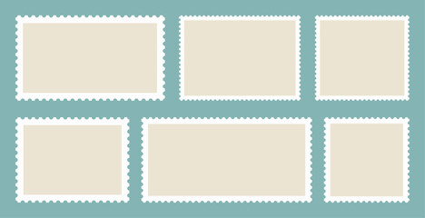 Postage Stamp on blue background. Vector illustration.