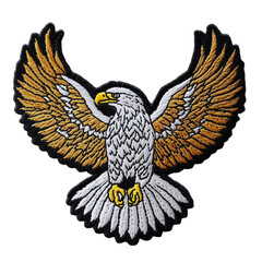 Obraz premium Stunning bald eagle in mid-flight capturing the power and grace of this majestic bird of prey against a clear blue sky , white isolate background