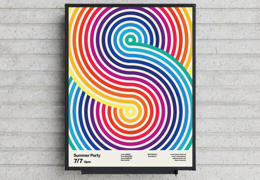 Summer Party Poster Template with Concentric Circles