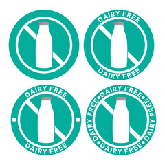 Set dairy free sign or Dairy free symbol vector isolated in flat style. Best Dairy free sign vector for product packaging design element. Dairy free symbol for packaging design element.
