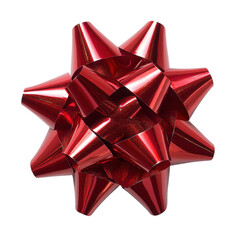 A bright red bow on a black background creating a striking contrast that represents celebration and festive occasions , white isolate background