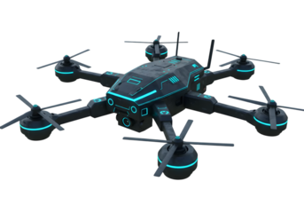 Futuristic Drone Design with Sleek Aesthetic and High-Tech Features, Showcasing Advanced Technology and Aerodynamic Structure for Aerial Photography