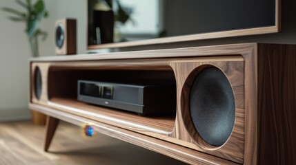 Fototapeta premium Sleek Wooden TV Frame with Smooth Lacquered Finish