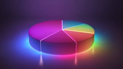 Obraz premium Neon Pie Chart Data Analysis Studio