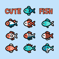 Flat Vector Cute Fish Illustration