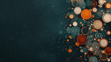 A Vibrant Digital Landscape Featu Overlapping Translucent Circles in Teal Orange and Beige on a Dark Starry Background