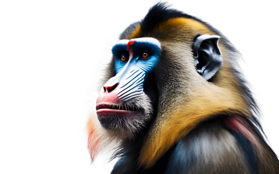 Mandrill isolated on a empty plain background