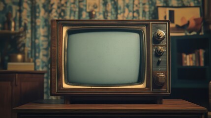 Vintage Wooden Box Frame Retro Television Display