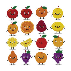 Fototapeta premium Playful Fruit Animated Drawing with Cheerful Faces Pack