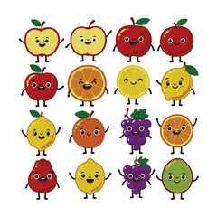 Fototapeta premium Cheerful Fruit Animated Drawing with Friendly Faces Art