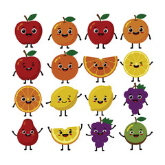 Fototapeta premium Cheerful Fruit Animated Drawing with Friendly Faces Art