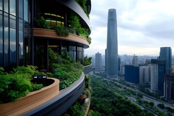Modern green building showing sustainable architecture in nanjing cityscape