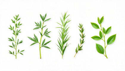 Fototapeta premium Fresh thyme sprigs illustrated in vibrant green, nature's essence