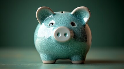 A stylish white piggy bank centered against a muted green background, softly lit to emphasize its clean lines and association with financial security.  