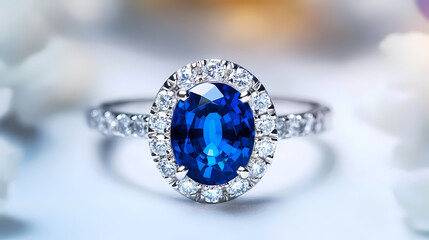 Sapphire ring: a breathtaking, detailed capture of a stunning sapphire ring, exhibiting exquisite craftsmanship and captivating allure.