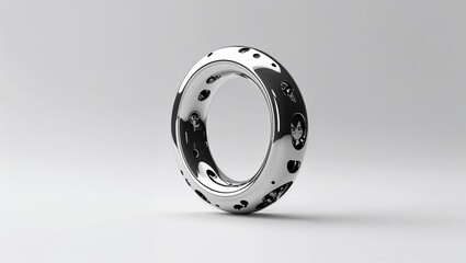 A floating ring in Black characters and objects on a white background