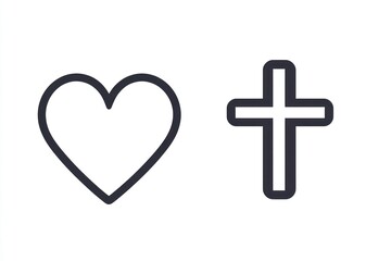 Obraz premium Christian Symbols - Heart & Cross