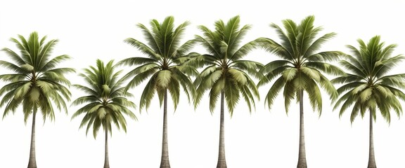 Obraz premium Row of Palm Trees Isolated on White Background