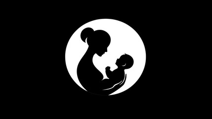 Fototapeta premium Mother and Baby Silhouette Icon (1)