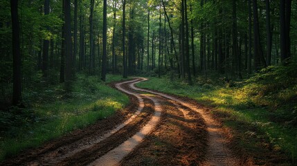 Naklejka premium Winding Forest Path