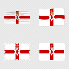Fototapeta premium Northern Ireland national flag in four different styles.