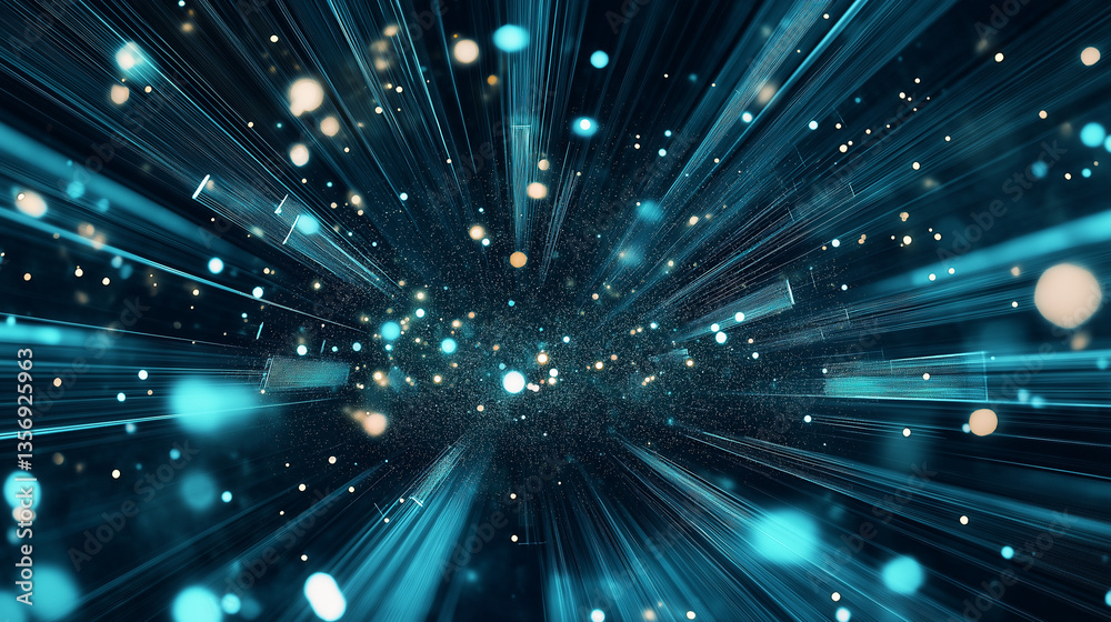 Canvas Prints abstract background with blue lines and stars.