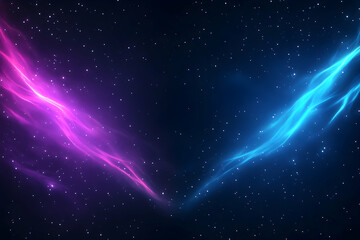 Abstract cosmic background with vibrant pink and blue glowing nebulae, resembling energy streams in a dark space