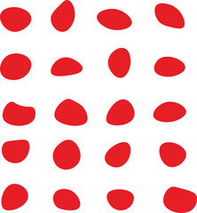 Collection of paint liquid red speech blotch spot irregular vector form isolated on transparent background, random cube drops simple elements, organic amoeba blob shape in modern style fluid dynamic