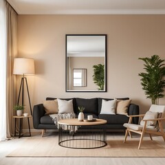 Modern Living Room Interior Design with Beige Accents