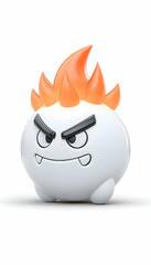 Obraz premium Angry white round character with fiery hair