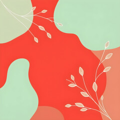 빨강민트그라데이션식물추상배경