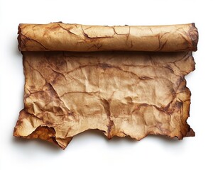 An aged, rolled parchment paper texture showcasing ancient writing potential.
