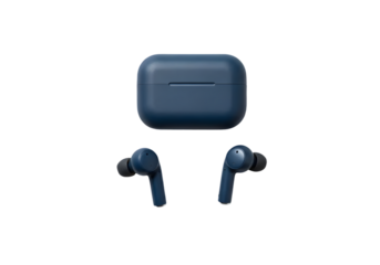 Stylish wireless earbuds in sleek case, showcasing modern design and functionality for music lovers and tech enthusiasts in vibrant blue color