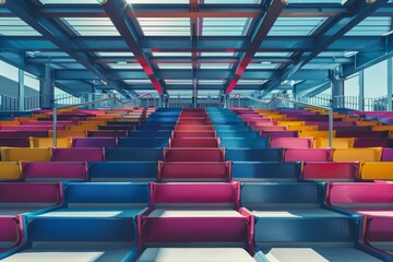 Obraz premium Colorful Seating Design in Modern Indoor Space with Bright Decor