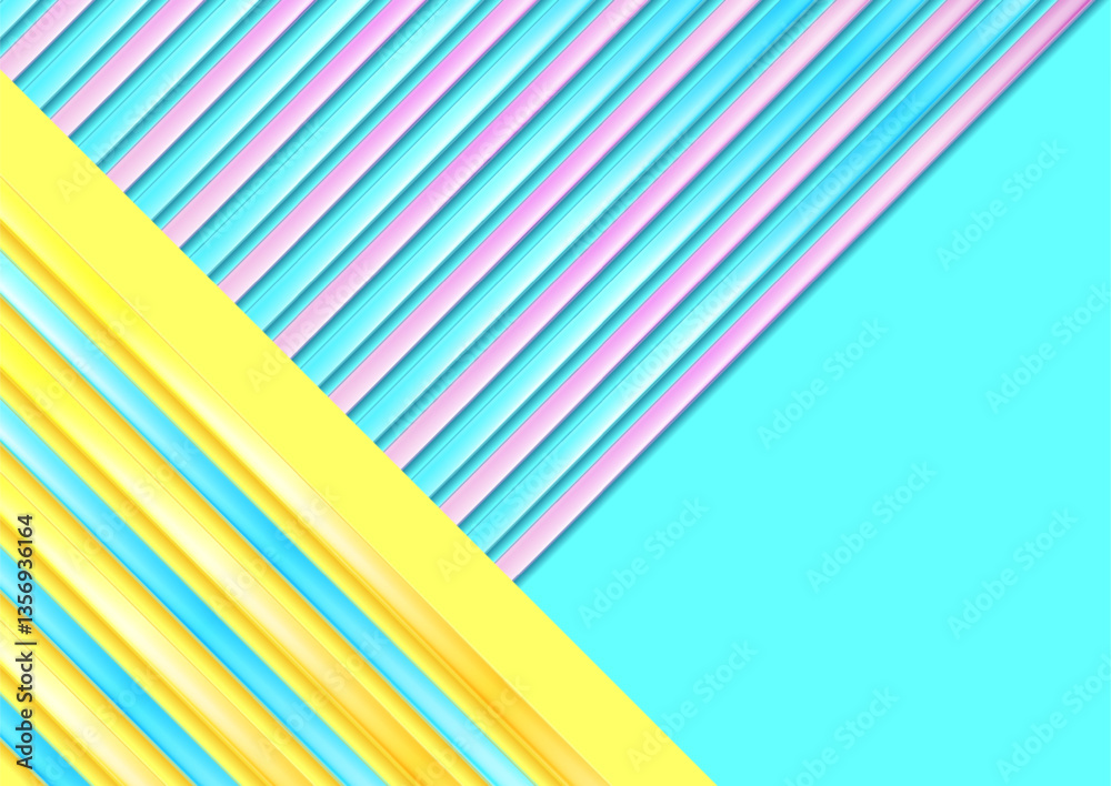 Aufkleber colorful pastel minimal abstract background with glossy stripes. modern geometry vector design