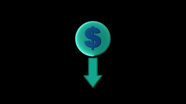 Cost icon. Striking design ideal for web, print files, online design, commercial use, economics, and stock market-related designs. Simple, clear, and modern sign. animated on a black background