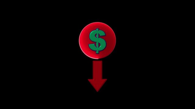 Cost icon. Striking design ideal for web, print files, online design, commercial use, economics, and stock market-related designs. Simple, clear, and modern sign. animated on a black background