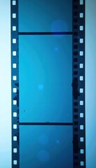 A digital background featuring blue film strip negative frames with a vintage effect,  strip, film