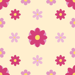 seamless pattern with pink flowers