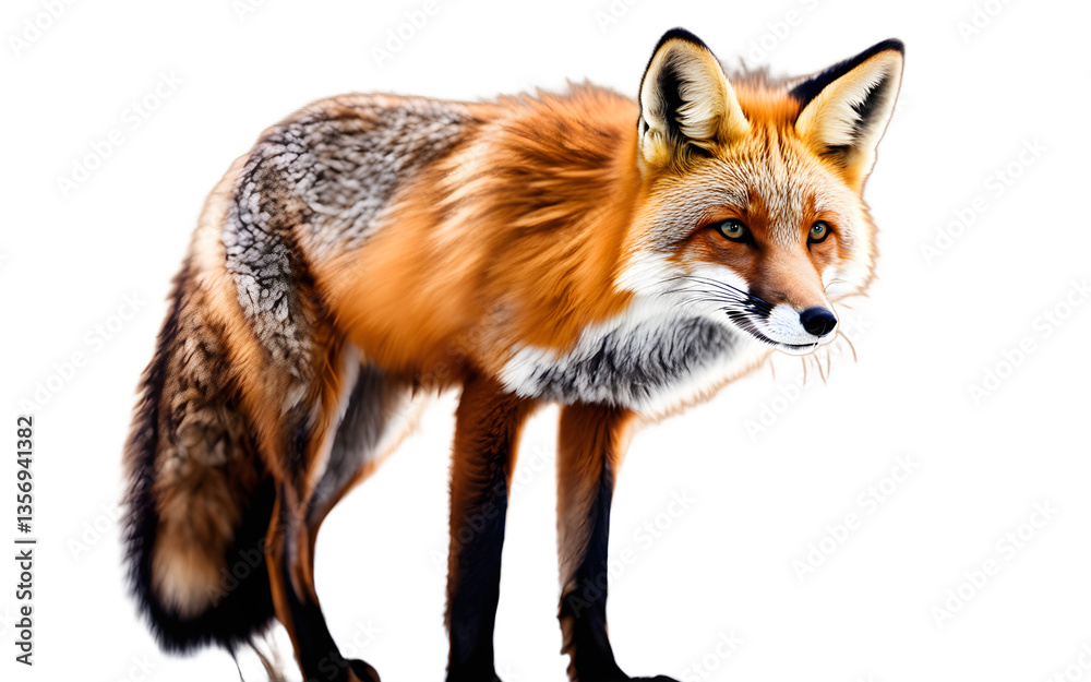 Poster Red fox isolated on a empty plain background