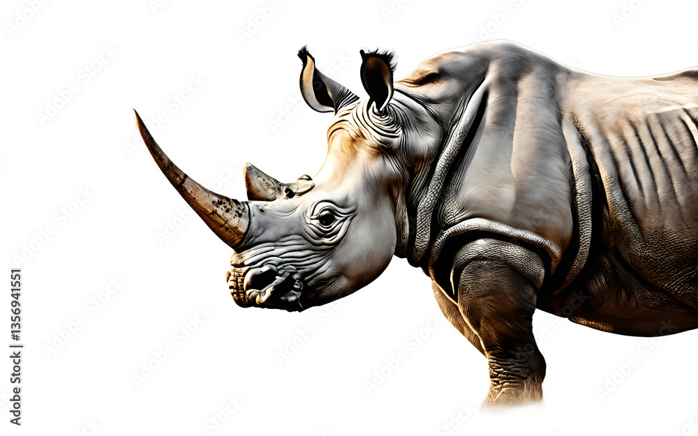 Poster Rhino isolated on a empty plain background