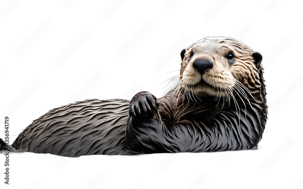 Poster Sea Otter isolated on a empty plain background