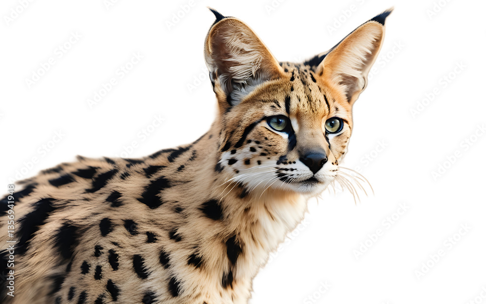 Poster Serval isolated on a empty plain background