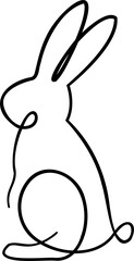 Single line bunny, drawn with single, continuous line
