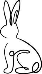 Single line bunny, drawn with single, continuous line