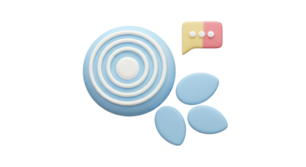 Isolated Target Board, Speech Bubble and Footprints