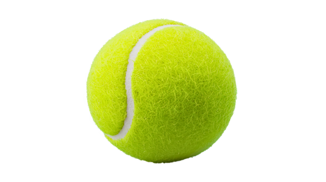 A classic green tennis ball used for tennis, a tennis ball, essential tennis equipment, a classic sports tennis ball.