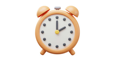 Isolated Orange Alarm Clock with Classic Design